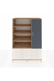 Kronos Dolap 8 Raflı 6 Çekmeceli Tek Kapaklı 132x59x195 Çam-Antrasit/Aytaşı