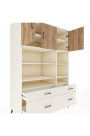 Kronos Dolap 10 Raflı 4 Çekmeceli 3 Kapaklı 132x59x195 Aytaşı-Çam/Aytaşı