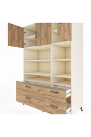 Kronos Dolap 10 Raflı 4 Çekmeceli 3 Kapaklı 132x59x195 Aytaşı-Çam/Çam