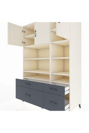 Kronos Dolap 10 Raflı 4 Çekmeceli 3 Kapaklı 132x59x195 Aytaşı-Aytaşı/Antrasit