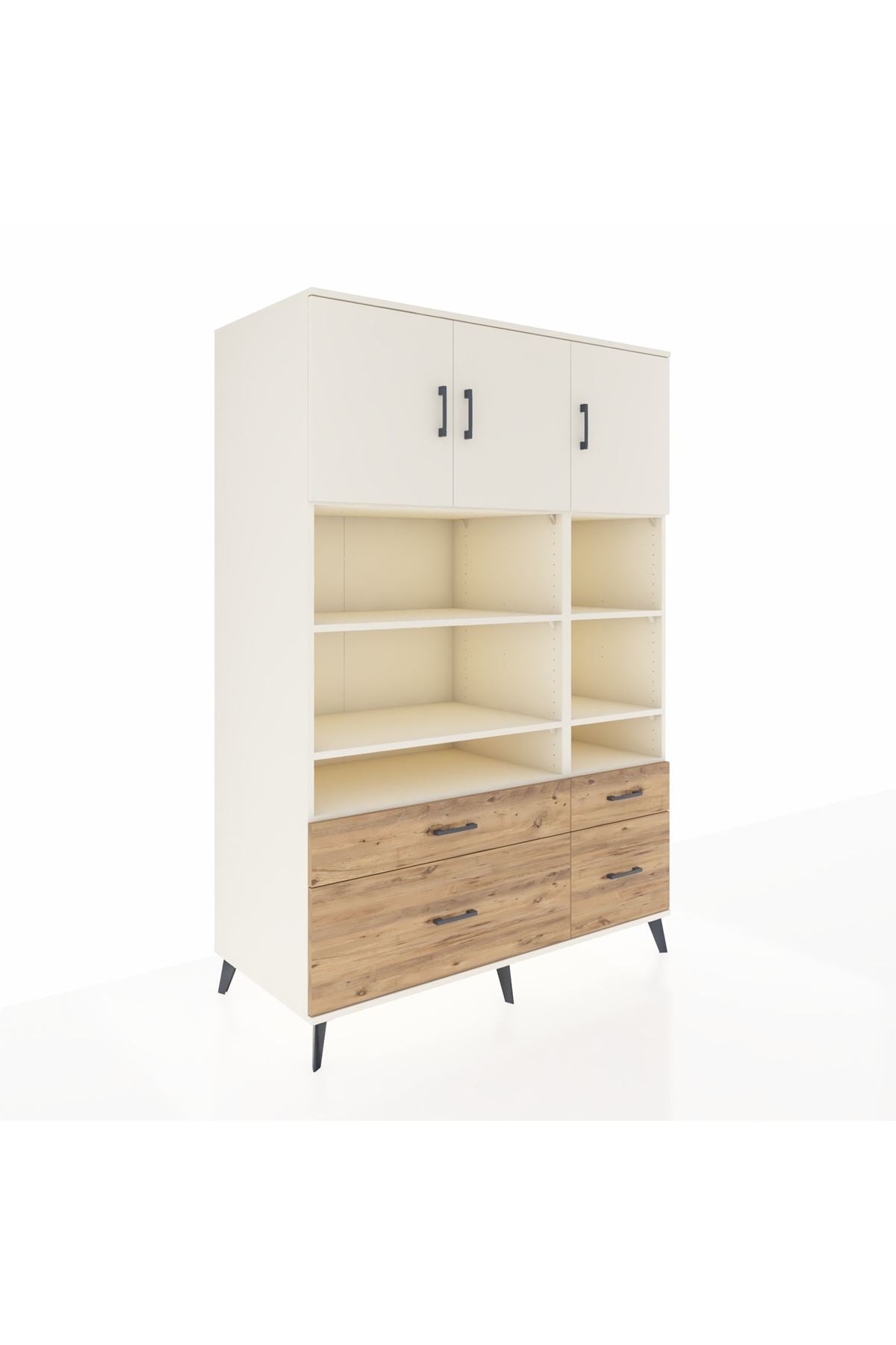 Kronos Dolap 10 Raflı 4 Çekmeceli 3 Kapaklı 132x59x195 Aytaşı-Aytaşı/Çam