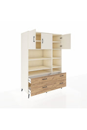 Kronos Dolap 10 Raflı 4 Çekmeceli 3 Kapaklı 132x59x195 Aytaşı-Aytaşı/Çam