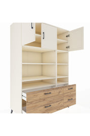 Kronos Dolap 10 Raflı 4 Çekmeceli 3 Kapaklı 132x59x195 Aytaşı-Aytaşı/Çam