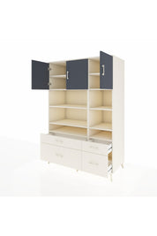 Kronos Dolap 10 Raflı 4 Çekmeceli 3 Kapaklı 132x59x195 Aytaşı-Antrasit/Aytaşı