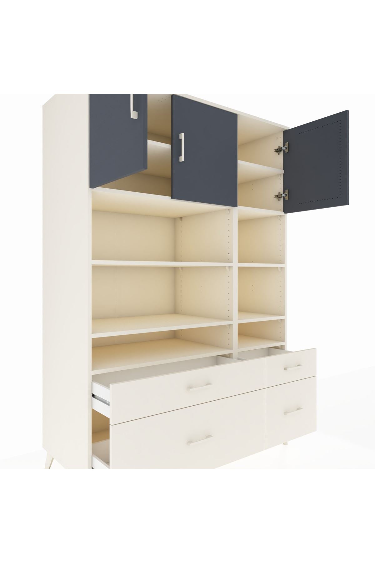 Kronos Dolap 10 Raflı 4 Çekmeceli 3 Kapaklı 132x59x195 Aytaşı-Antrasit/Aytaşı