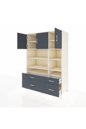 Kronos Dolap 10 Raflı 4 Çekmeceli 3 Kapaklı 132x59x195 Aytaşı-Antrasit/Antrasit