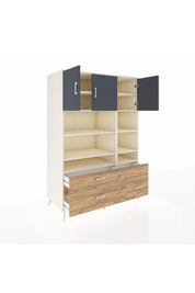 Kronos Dolap 10 Raflı 4 Çekmeceli 3 Kapaklı 132x59x195 Aytaşı-Antrasit/Çam