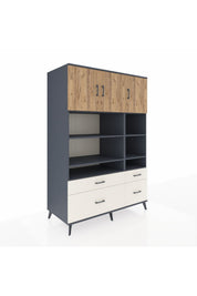 Kronos Dolap 10 Raflı 4 Çekmeceli 3 Kapaklı 132x59x195 Antrasit-Çam/Aytaşı