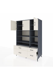 Kronos Dolap 10 Raflı 4 Çekmeceli 3 Kapaklı 132x59x195 Antrasit-Aytaşı/Aytaşı