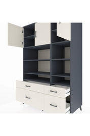 Kronos Dolap 10 Raflı 4 Çekmeceli 3 Kapaklı 132x59x195 Antrasit-Aytaşı/Aytaşı