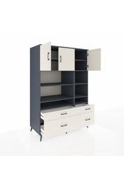 Kronos Dolap 10 Raflı 4 Çekmeceli 3 Kapaklı 132x59x195 Antrasit-Aytaşı/Aytaşı