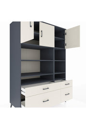 Kronos Dolap 10 Raflı 4 Çekmeceli 3 Kapaklı 132x59x195 Antrasit-Aytaşı/Aytaşı