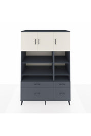 Kronos Dolap 10 Raflı 4 Çekmeceli 3 Kapaklı 132x59x195 Antrasit-Aytaşı/Antrasit