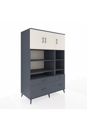 Kronos Dolap 10 Raflı 4 Çekmeceli 3 Kapaklı 132x59x195 Antrasit-Aytaşı/Antrasit