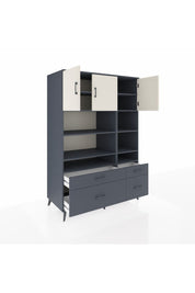 Kronos Dolap 10 Raflı 4 Çekmeceli 3 Kapaklı 132x59x195 Antrasit-Aytaşı/Antrasit