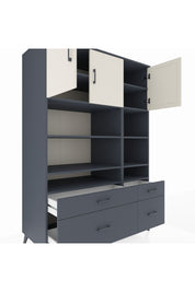 Kronos Dolap 10 Raflı 4 Çekmeceli 3 Kapaklı 132x59x195 Antrasit-Aytaşı/Antrasit