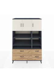 Kronos Dolap 10 Raflı 4 Çekmeceli 3 Kapaklı 132x59x195 Antrasit-Aytaşı/Çam