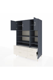 Kronos Dolap 10 Raflı 4 Çekmeceli 3 Kapaklı 132x59x195 Antrasit-Antrasit/Aytaşı