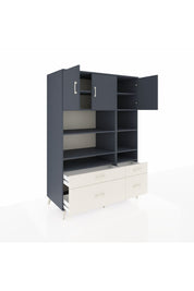 Kronos Dolap 10 Raflı 4 Çekmeceli 3 Kapaklı 132x59x195 Antrasit-Antrasit/Aytaşı