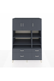 Kronos Dolap 10 Raflı 4 Çekmeceli 3 Kapaklı 132x59x195 Antrasit-Antrasit/Antrasit