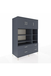 Kronos Dolap 10 Raflı 4 Çekmeceli 3 Kapaklı 132x59x195 Antrasit-Antrasit/Antrasit