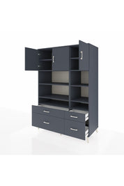 Kronos Dolap 10 Raflı 4 Çekmeceli 3 Kapaklı 132x59x195 Antrasit-Antrasit/Antrasit
