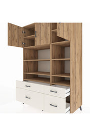 Kronos Dolap 10 Raflı 4 Çekmeceli 3 Kapaklı 132x59x195 Çam-Çam/Aytaşı