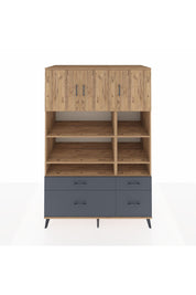 Kronos Dolap 10 Raflı 4 Çekmeceli 3 Kapaklı 132x59x195 Çam-Çam/Antrasit