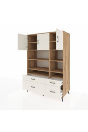 Kronos Dolap 10 Raflı 4 Çekmeceli 3 Kapaklı 132x59x195 Çam-Aytaşı/Aytaşı
