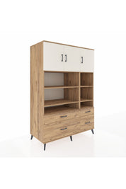 Kronos Dolap 10 Raflı 4 Çekmeceli 3 Kapaklı 132x59x195 Çam-Aytaşı/Çam