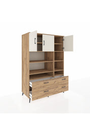 Kronos Dolap 10 Raflı 4 Çekmeceli 3 Kapaklı 132x59x195 Çam-Aytaşı/Çam