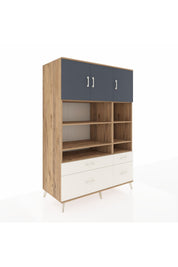 Kronos Dolap 10 Raflı 4 Çekmeceli 3 Kapaklı 132x59x195 Çam-Antrasit/Aytaşı