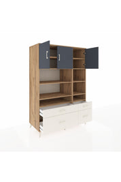 Kronos Dolap 10 Raflı 4 Çekmeceli 3 Kapaklı 132x59x195 Çam-Antrasit/Aytaşı