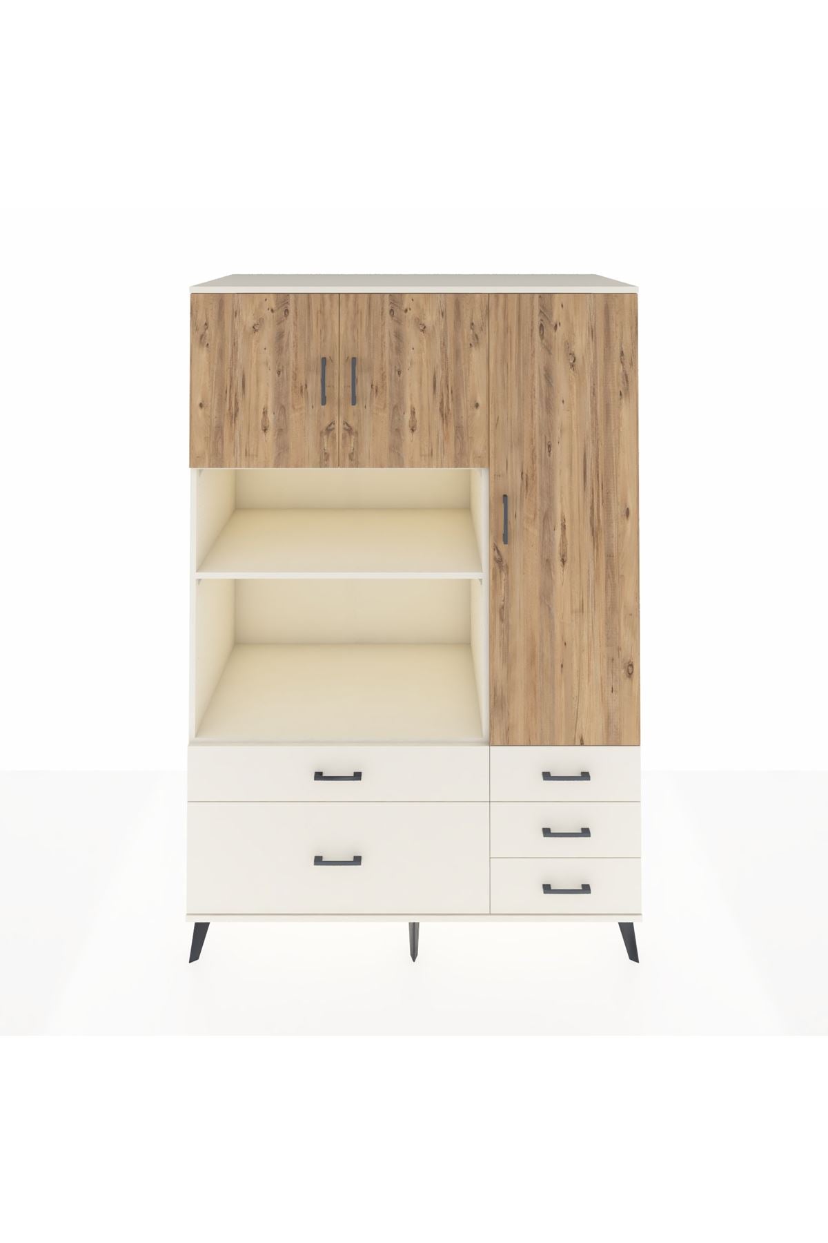 Kronos Dolap 7 Raflı 5 Çekmeceli 3 Kapaklı 132x59x195 Aytaşı-Çam/Aytaşı