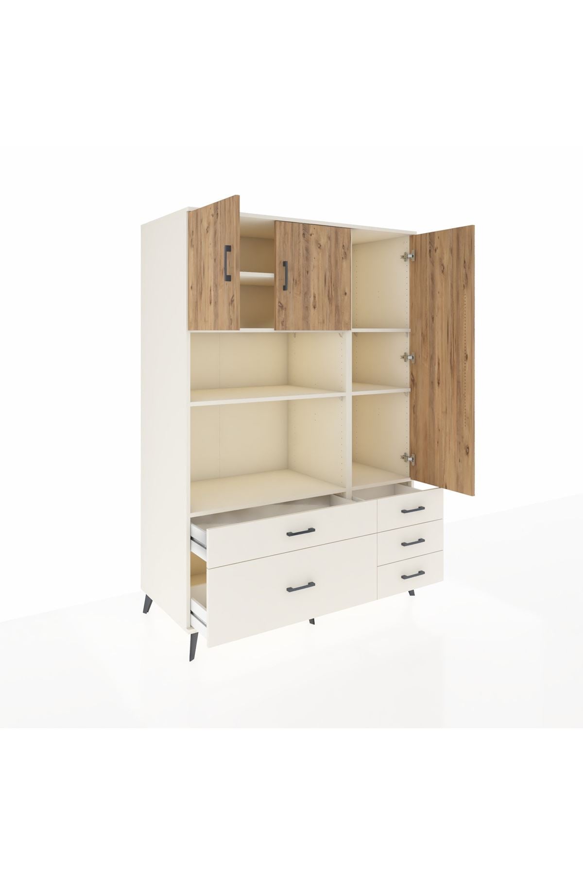 Kronos Dolap 7 Raflı 5 Çekmeceli 3 Kapaklı 132x59x195 Aytaşı-Çam/Aytaşı