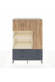 Kronos Dolap 7 Raflı 5 Çekmeceli 3 Kapaklı 132x59x195 Aytaşı-Çam/Antrasit