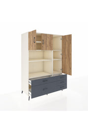 Kronos Dolap 7 Raflı 5 Çekmeceli 3 Kapaklı 132x59x195 Aytaşı-Çam/Antrasit