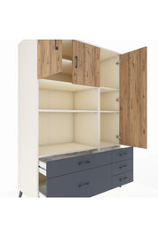 Kronos Dolap 7 Raflı 5 Çekmeceli 3 Kapaklı 132x59x195 Aytaşı-Çam/Antrasit