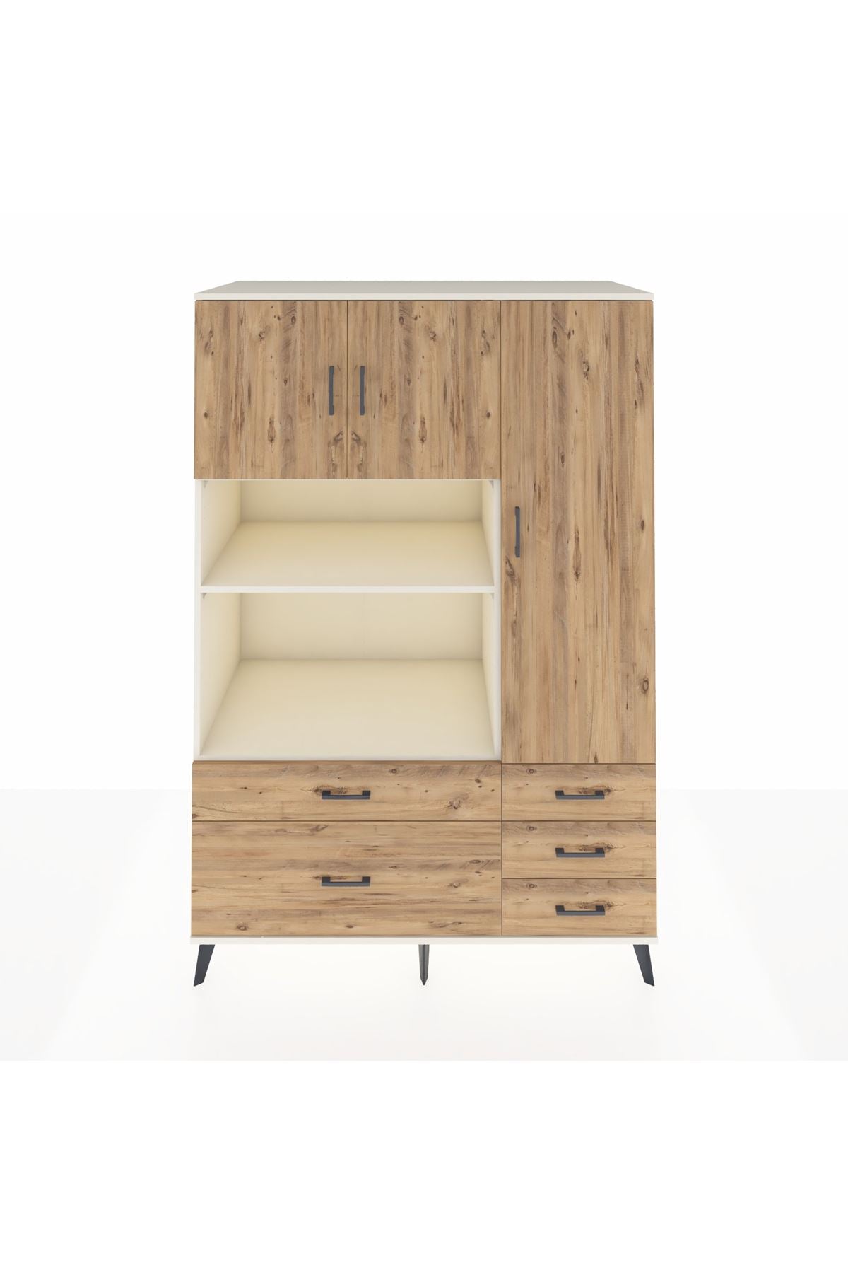 Kronos Dolap 7 Raflı 5 Çekmeceli 3 Kapaklı 132x59x195 Aytaşı-Çam/Çam