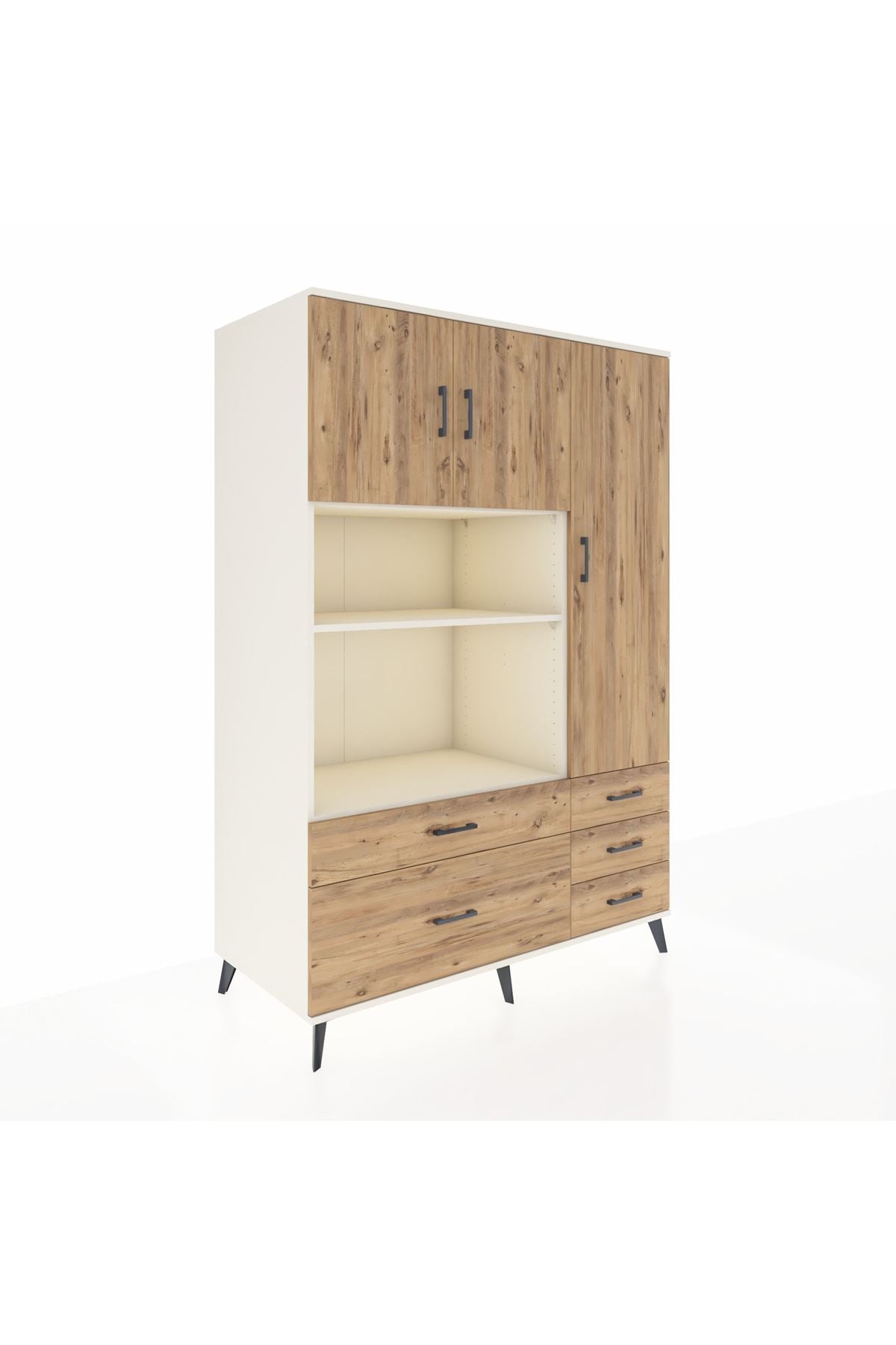 Kronos Dolap 7 Raflı 5 Çekmeceli 3 Kapaklı 132x59x195 Aytaşı-Çam/Çam