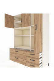 Kronos Dolap 7 Raflı 5 Çekmeceli 3 Kapaklı 132x59x195 Aytaşı-Çam/Çam