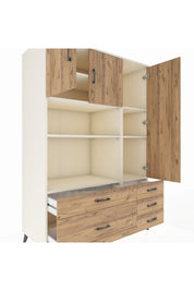 Kronos Dolap 7 Raflı 5 Çekmeceli 3 Kapaklı 132x59x195 Aytaşı-Çam/Çam