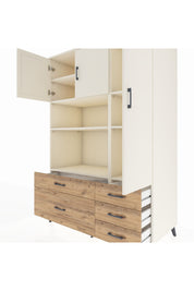 Kronos Dolap 7 Raflı 5 Çekmeceli 3 Kapaklı 132x59x195 Aytaşı-Aytaşı/Çam