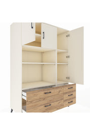 Kronos Dolap 7 Raflı 5 Çekmeceli 3 Kapaklı 132x59x195 Aytaşı-Aytaşı/Çam