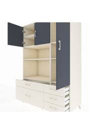 Kronos Dolap 7 Raflı 5 Çekmeceli 3 Kapaklı 132x59x195 Aytaşı-Antrasit/Aytaşı