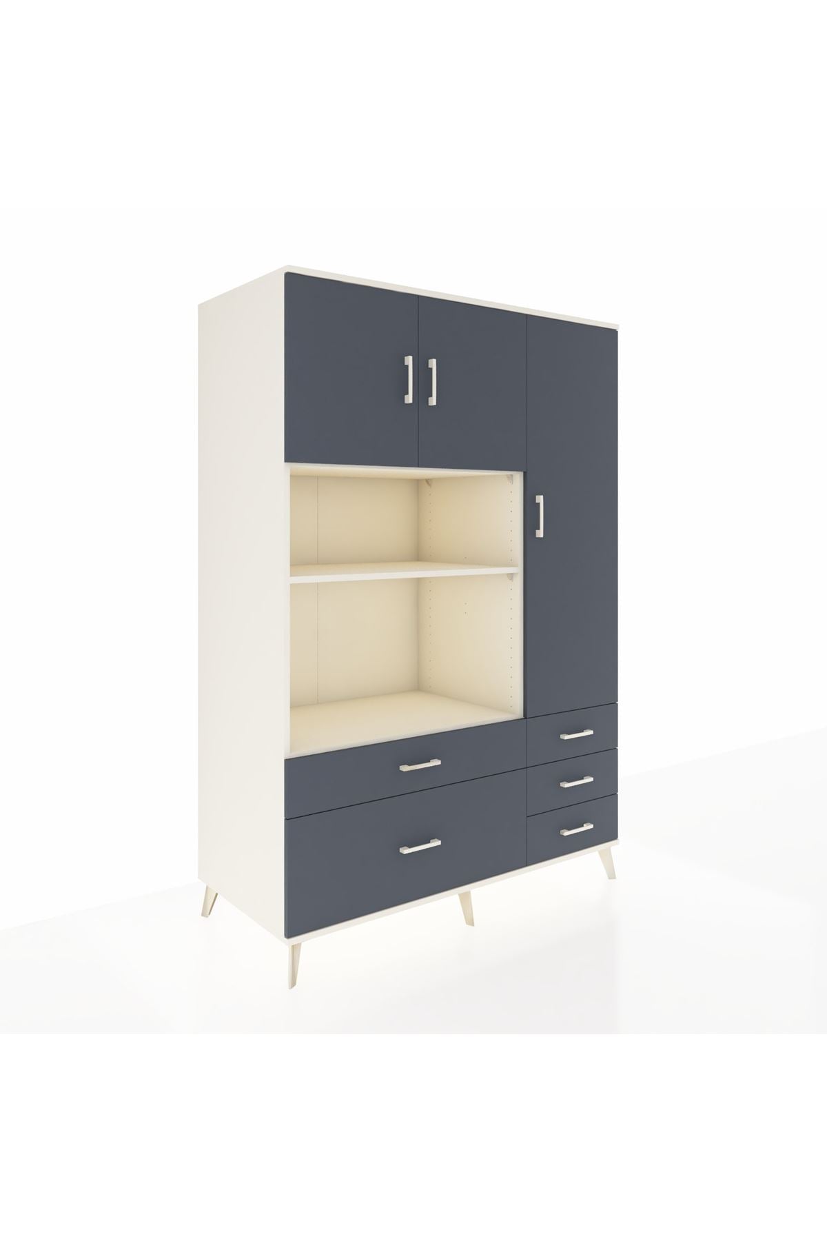 Kronos Dolap 7 Raflı 5 Çekmeceli 3 Kapaklı 132x59x195 Aytaşı-Antrasit/Antrasit