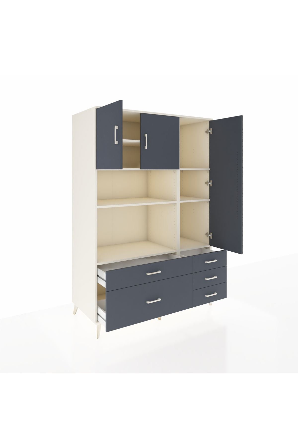 Kronos Dolap 7 Raflı 5 Çekmeceli 3 Kapaklı 132x59x195 Aytaşı-Antrasit/Antrasit