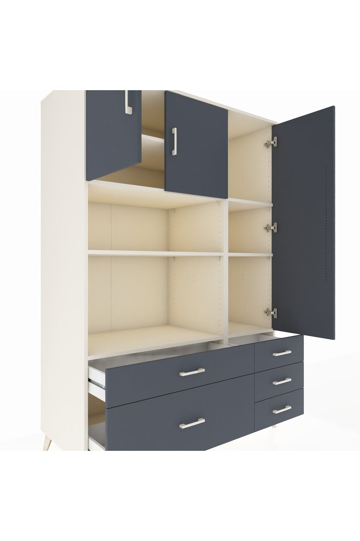 Kronos Dolap 7 Raflı 5 Çekmeceli 3 Kapaklı 132x59x195 Aytaşı-Antrasit/Antrasit