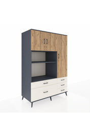 Kronos Dolap 7 Raflı 5 Çekmeceli 3 Kapaklı 132x59x195 Antrasit-Çam/Aytaşı