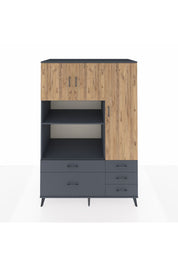 Kronos Dolap 7 Raflı 5 Çekmeceli 3 Kapaklı 132x59x195 Antrasit-Çam/Antrasit